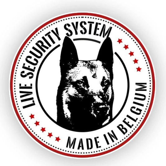 Sticker Hund "Malinois Lice Security System" Aufkleber Auto Haustür Belgischer Schäferhund